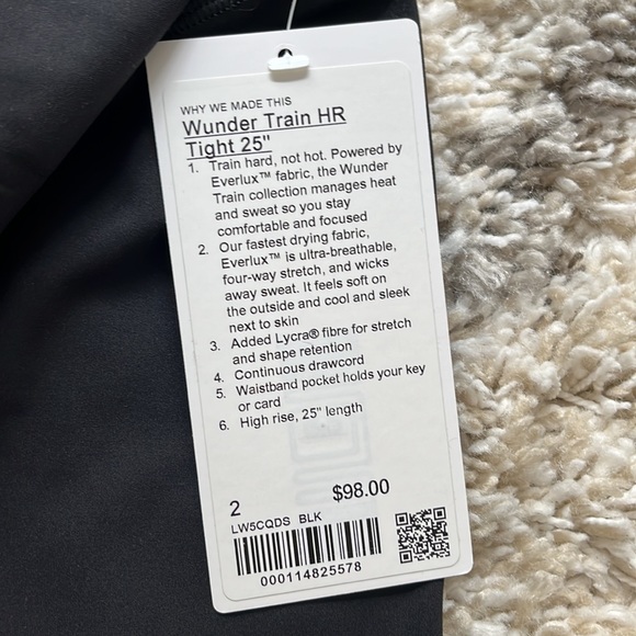 Lululemon wunder train HR tight. 25” size 2. Black. New with tags. - Picture 3 of 3